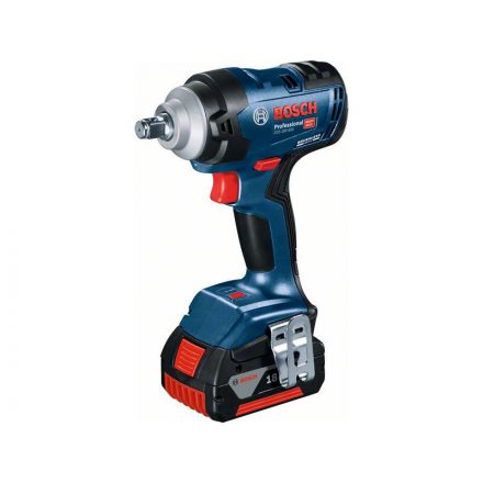 Șofer cu impact BOSCH GDS 18V-400 cu acumulator în carcasă de 1/2" (2 baterii de 5,0 Ah + încărcător)