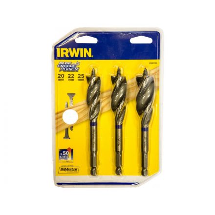 IRWIN Set burghie lemn 3 piese 230 mm Bit Blue Groove Power (20-22-25 mm)