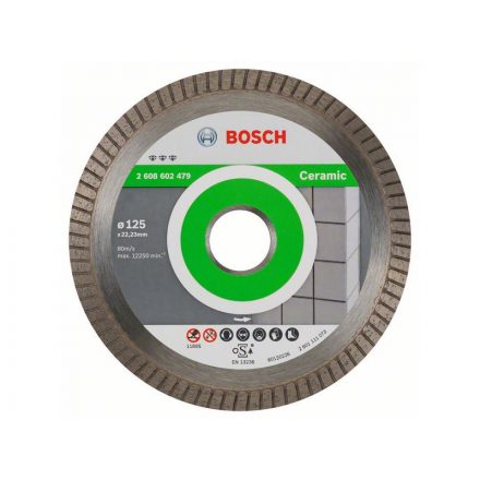 Disc de tăiere cu diamant BOSCH 125 x 1,4 x 7,0 x 22,2 mm turbo Cel mai bun pentru ceramică