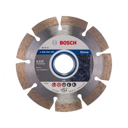 BOSCH Gyémánt vágókorong 115 x 1,6 x 10 x 22,2 mm szegmentált Standard for Stone