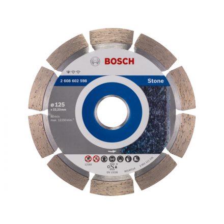 BOSCH Gyémánt vágókorong 125 x 1,6 x 10 x 22,2 mm szegmentált Standard for Stone