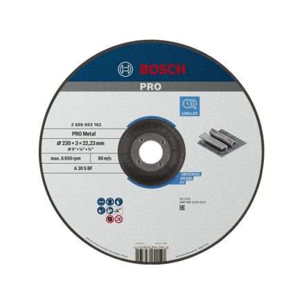 BOSCH PRO Vágókorong fémre 230 x 3,0 x 22,2 mm kúpos A 30 S BF