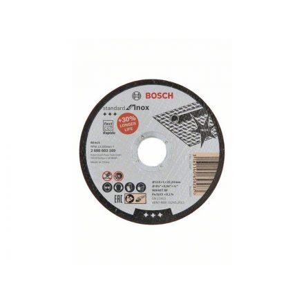 BOSCH Disc de tăiere pentru metal 115 x 1,0 x 22,2 mm inox drept WA 60 T BF Rapido