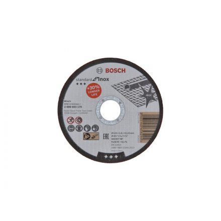 BOSCH Vágókorong fémre 115 x 1,6 x 22,2 mm egyenes inox WA 60 T BF