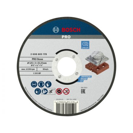 BOSCH PRO Vágókorong kőre 125 x 3,0 x 22,2 mm C 30 S BF