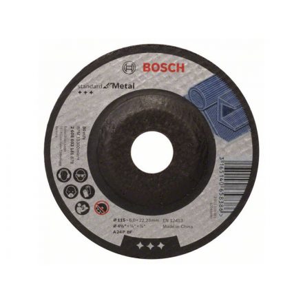 Disc de curățare BOSCH pentru metal 115 x 6,0 x 22,2 mm îndoit Standard pentru metal A 24 P BF