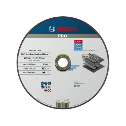 BOSCH PRO Vágókorong inox/fémre 230 x 1,9 x 22,2 mm  AS 46 T INOX BF (oSa)