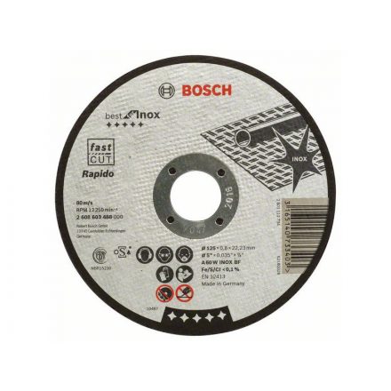 BOSCH Vágókorong fémre 125 x 0,8 x 22,2 mm egyenes Best for Inox - Rapido