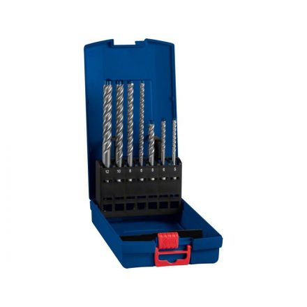 BOSCH EXPERT 7X Set de foraj pentru rocă, 7 piese, cu patru tăișuri SDS-Plus (5/6/8 x 115 mm; 6/8/10/12 x 165 mm)