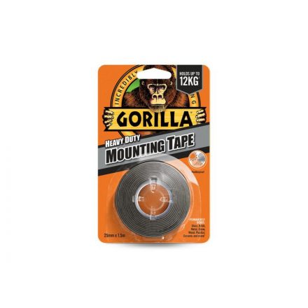 GORILLA Bandă adezivă cu două fețe pentru exterior neagră 25,4 mm x 1,52 m