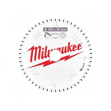 Pânză de ferăstrău MILWAUKEE pentru aluminiu 190 x 30 x 2,4 mm / 54T