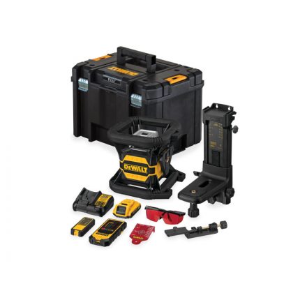 DEWALT Laser rotativ fără fir 18 V (roșu) (1 x baterie de 2,0 Ah + încărcător + TSTAK) DCE080D1RS