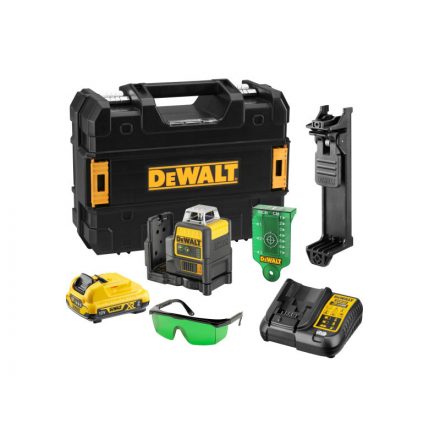 DEWALT Laser cu linii încrucișate fără fir 18 V (verde) (1 x baterie de 2,0 Ah + încărcător) DCE0811D1G