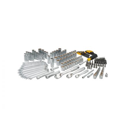 Set de scule DEWALT 205 piese metrice/inci, scurte/lungi 1/4" + 3/8" + 1/2"