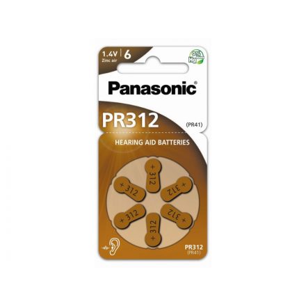 Baterie PANASONIC PR312 zinc-aer pentru aparate auditive 1,4 V (6 buc)