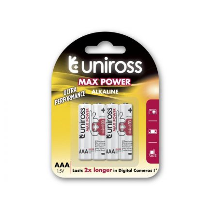 Baterie alcalină UNIROSS AAA/micro durabilă 1,5 V (4 buc)