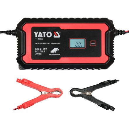 YATO Incarcator baterie 6/12 V 2/10 A max. Display LCD de 200 Ah